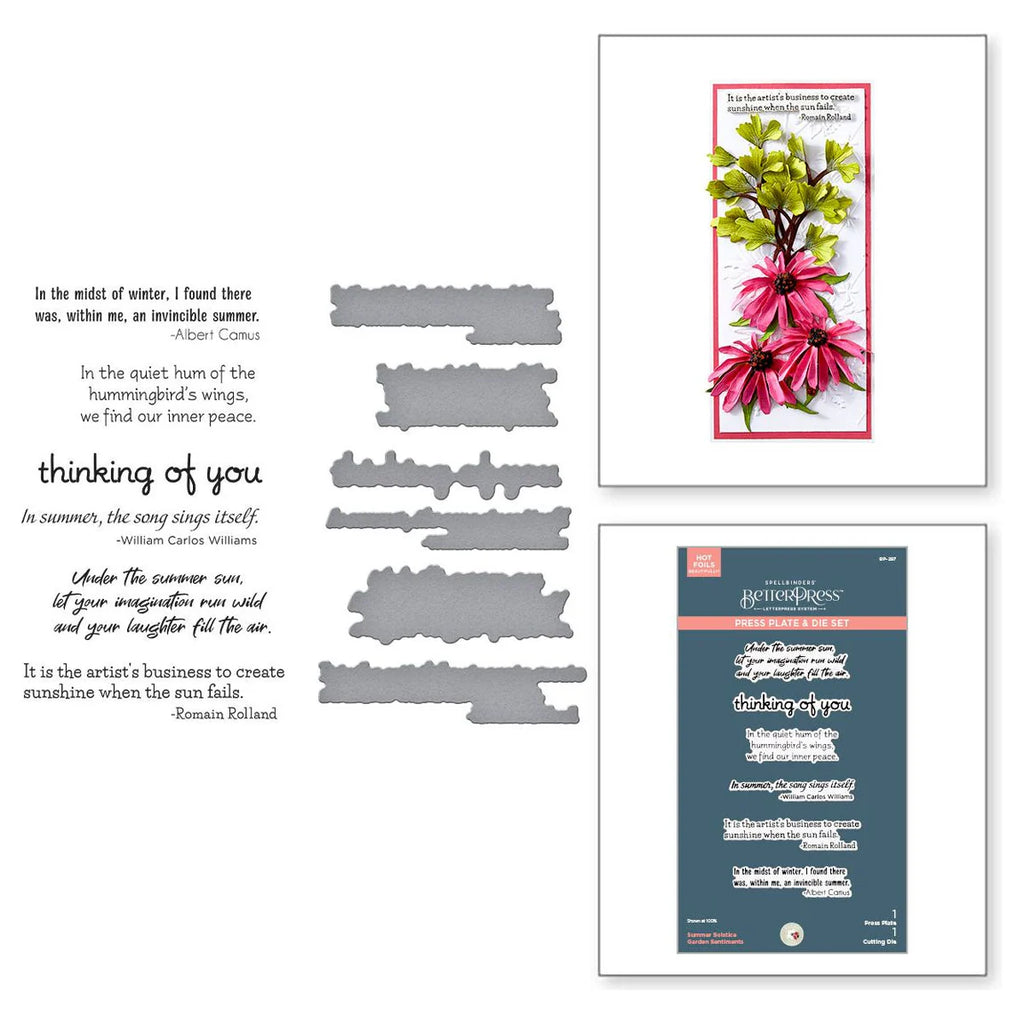Spellbinders Summer Solstice Garden Sentiments BetterPress Plate and Die Set bp-297