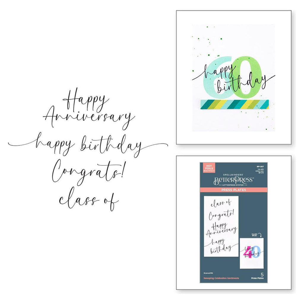 Spellbinders Sweeping Celebration Sentiments Press Plates bp-267