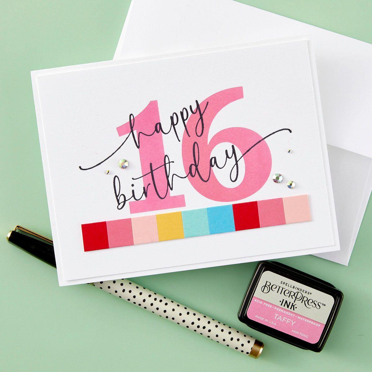 Spellbinders Sweeping Celebration Sentiments Press Plates bp-267 16 birthday