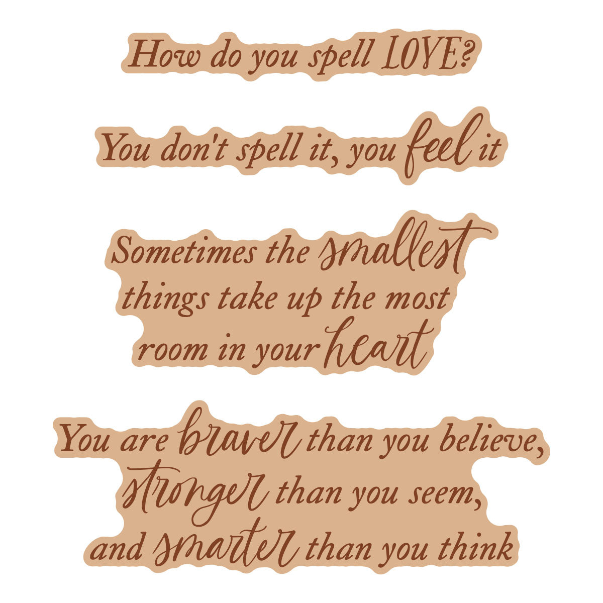 Spellbinders Sweet Sentiments Press and Foil Plate and Die Set bp-342 words