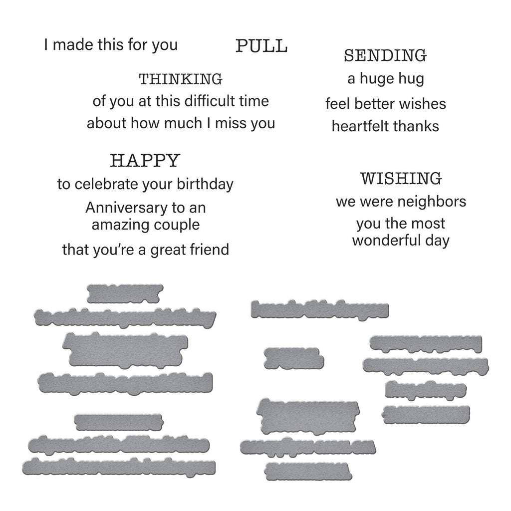 Spellbinders Tabbed In and Out Sentiments and Envelope Add Ons Stamp and Die Bundle sds-207