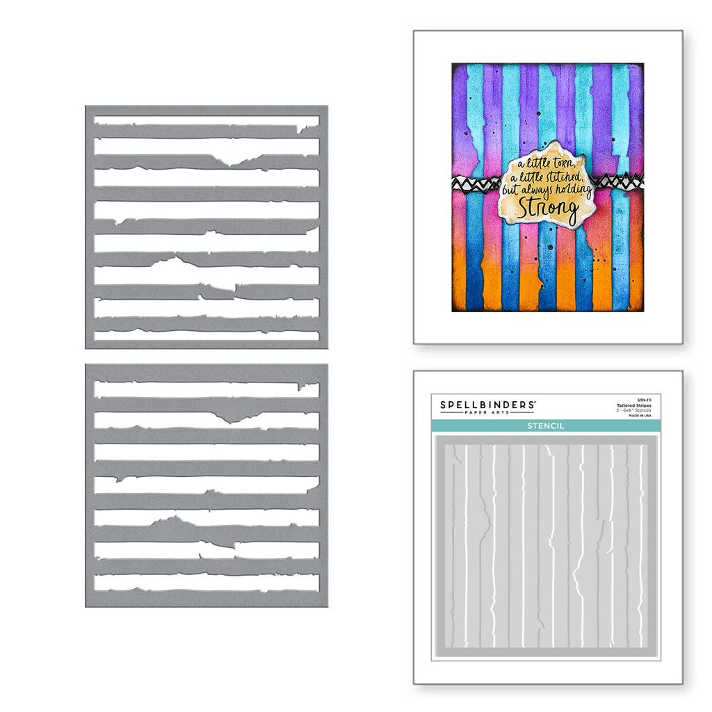Spellbinders Tattered Stripes Stencils stn-111