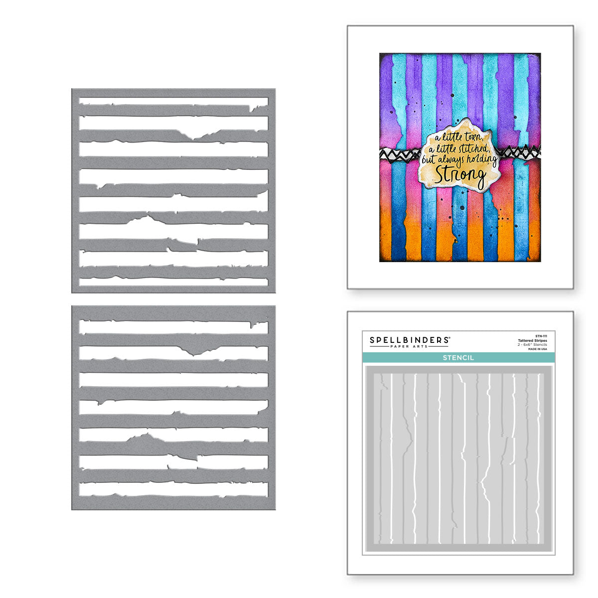 Spellbinders Tattered Stripes Stencils stn-111