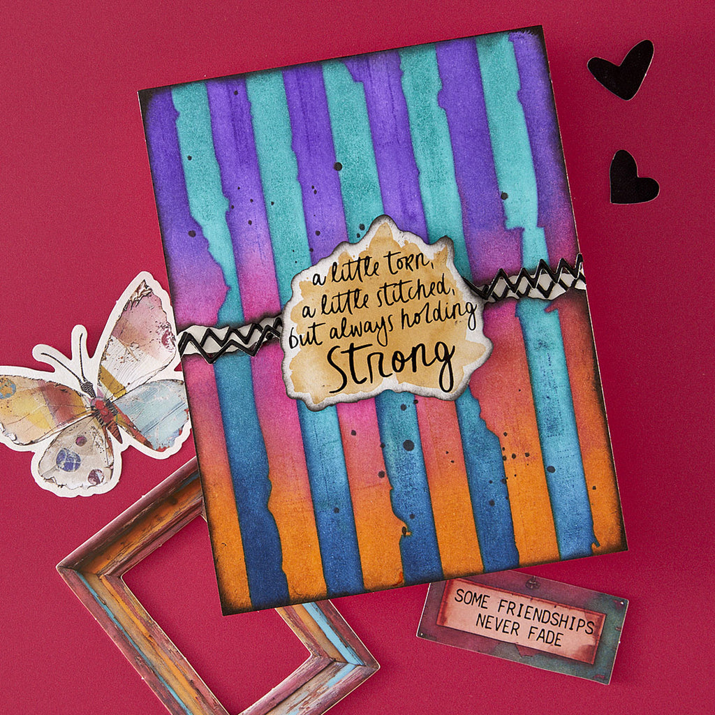 Spellbinders Tattered Stripes Stencils stn-111 strong