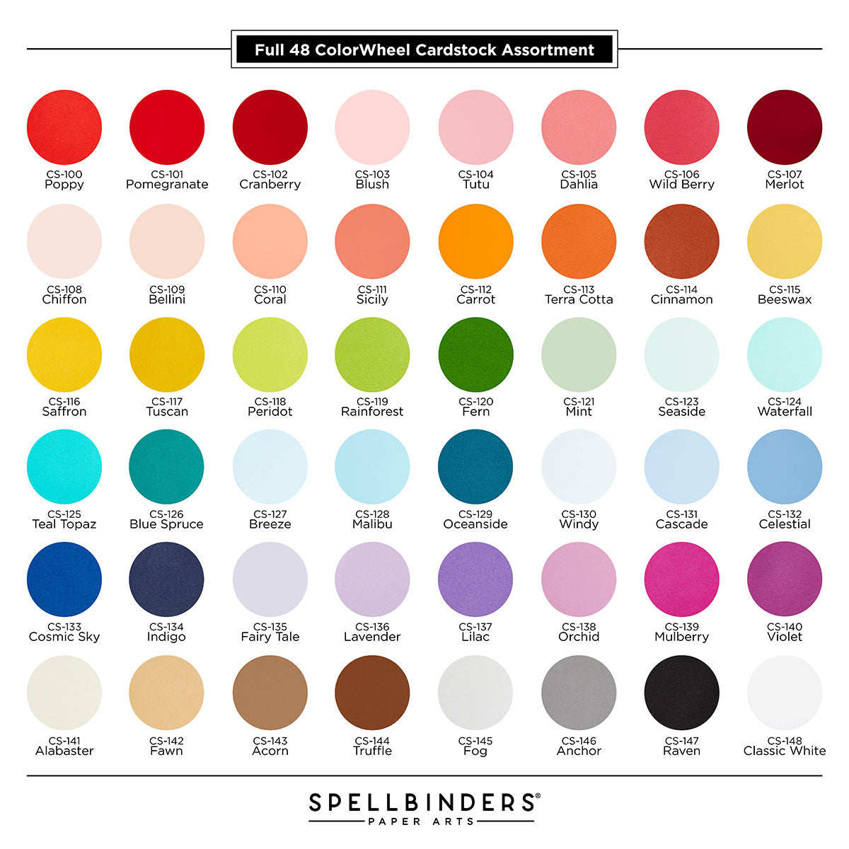 Spellbinders The Full 48 ColorWheel Cardstock Pack 12x12 csa-003