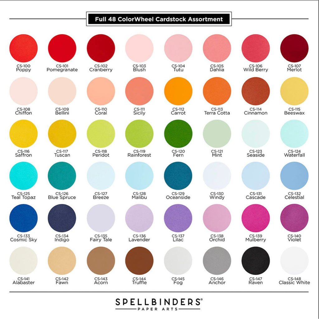 Spellbinders The Full 48 ColorWheel Cardstock Pack A2 csa-016 names