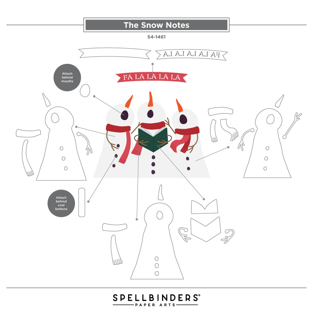 Spellbinders The Snow Notes Etched Dies s4-1461 assembly guide