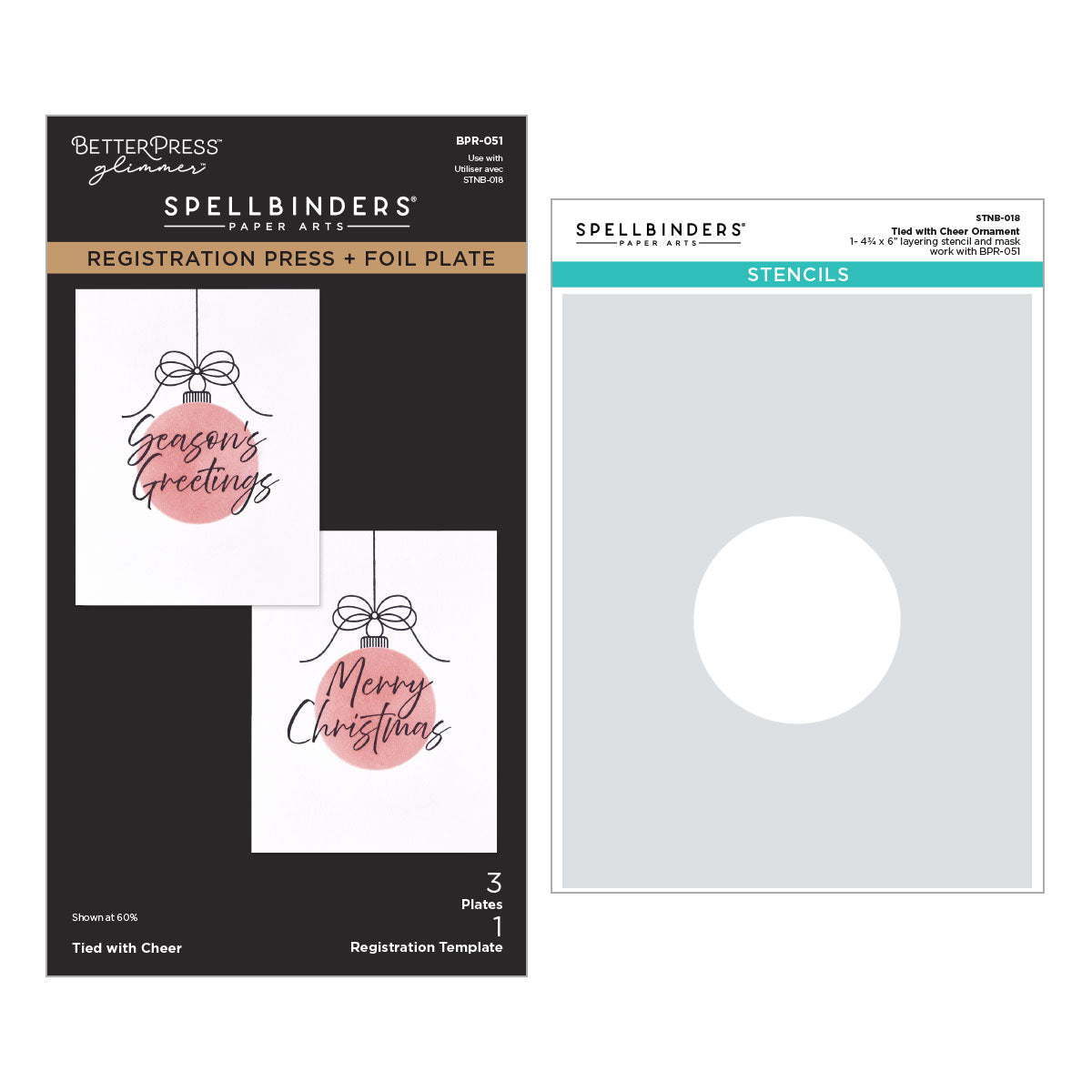 Spellbinders Tied with Cheer Press and Foil Plate and Stencil Set bd-1129