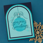 Spellbinders Tied with Cheer Press and Foil Plate and Stencil Set bd-1129 blue ornament ball silver sequins season's greetings card