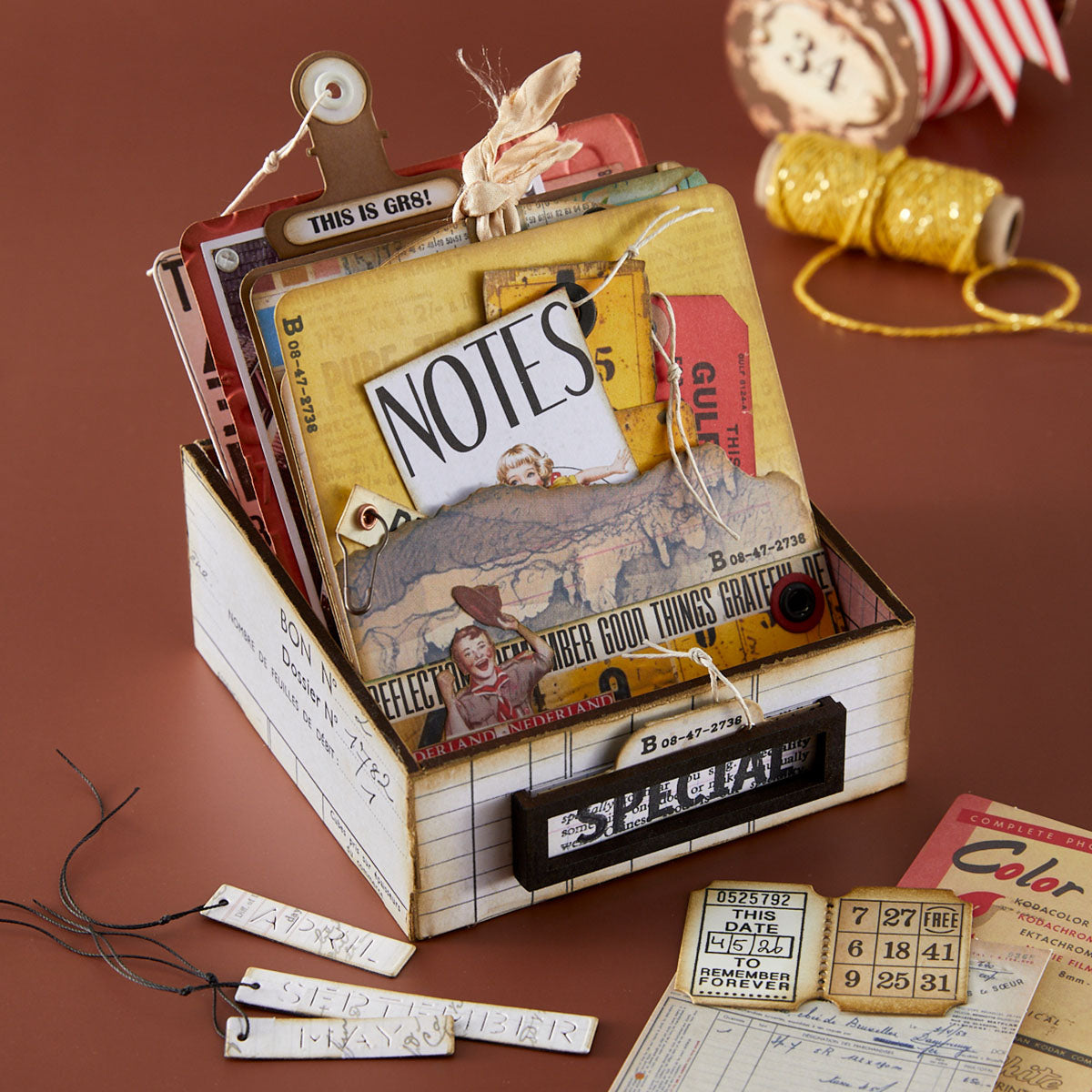 Spellbinders Torn Edges CardLab Etched Dies s7-296 box with notes numbers months 