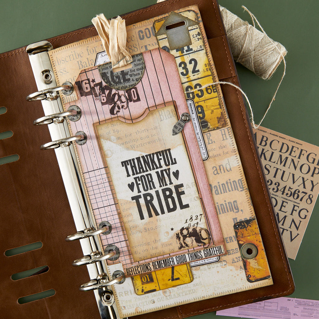 Spellbinders Torn Edges CardLab Etched Dies s7-296 tag with ribbon thankful for my tribe tag
