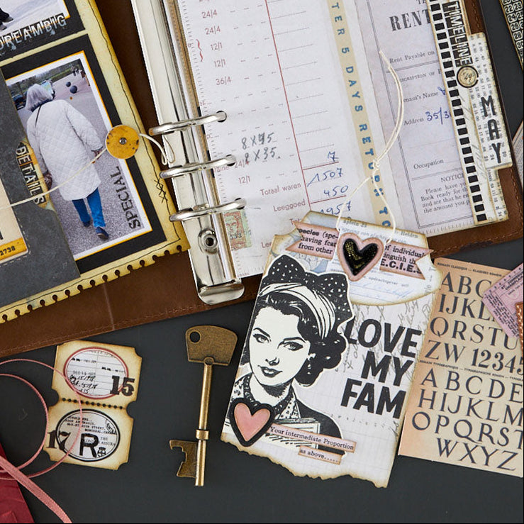 Spellbinders Torn Edges with Tag Etched Dies s7-298 love my fam heart with string tag