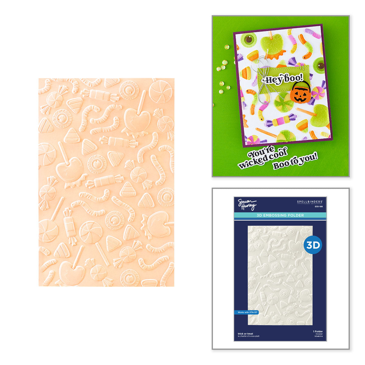 Spellbinders Trick or Treat 3D Embossing Folder e3d-188