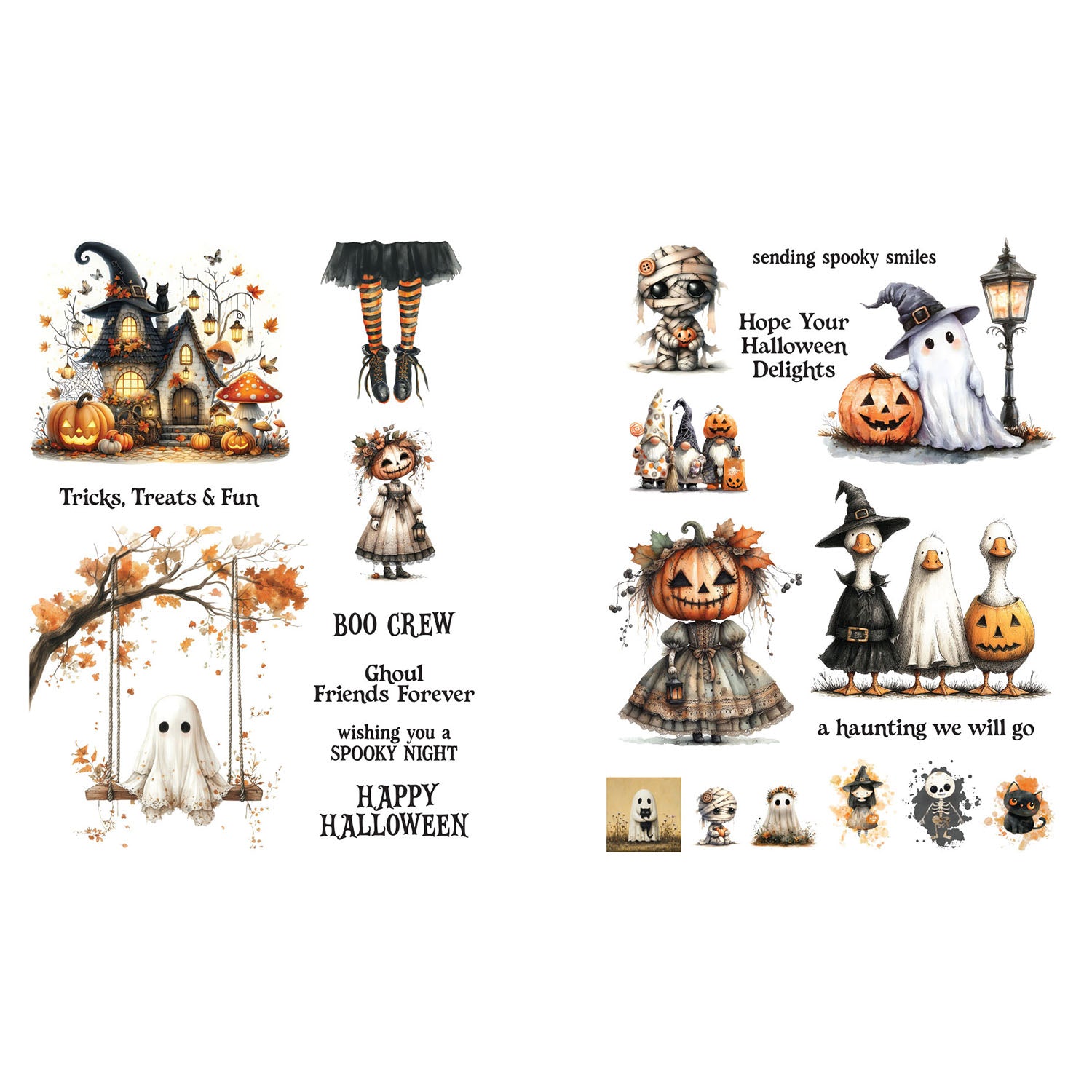 Spellbinders Tricks and Treats Rub-On Sheets scsr-015 contents
