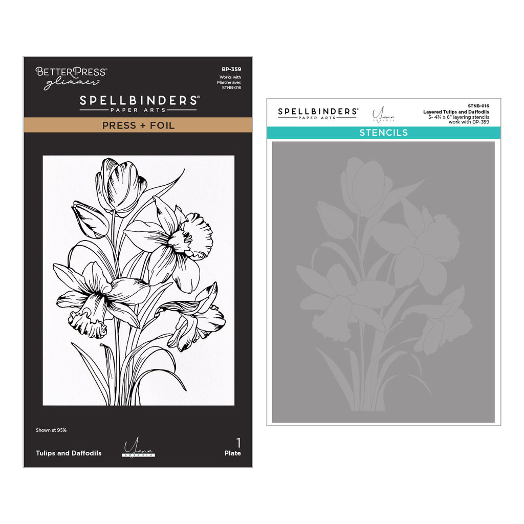 Spellbinders Tulips and Daffodils Press and Foil Plate and Stencil Set bd-1072