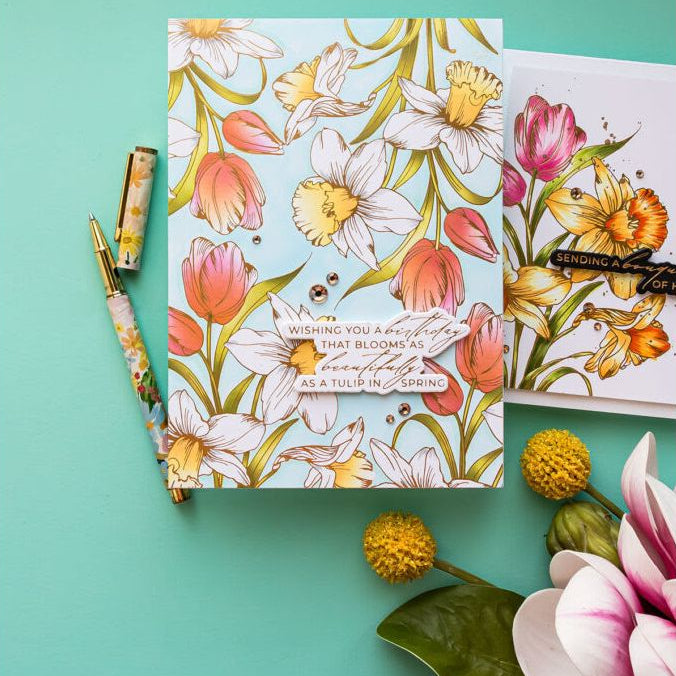 Spellbinders Tulips and Daffodils Press and Foil Plate and Stencil Set bd-1072 tulips | color-code:ALT01
