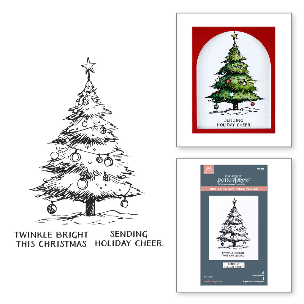 Spellbinders Twinkle Bright Tree Registration BetterPress Plates bpr-033