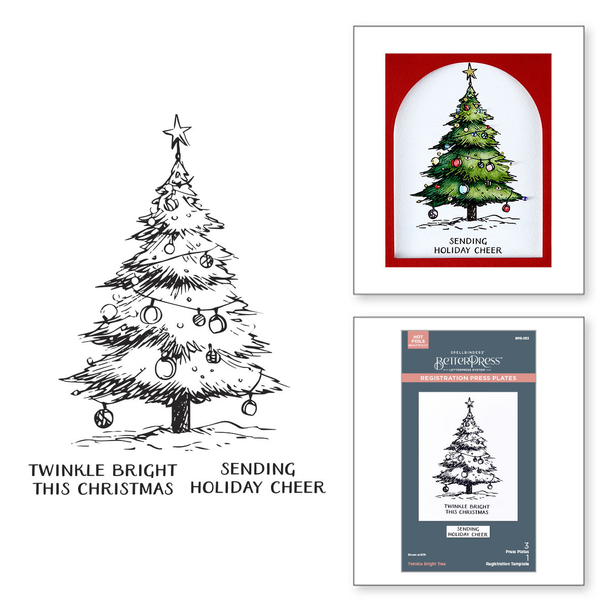 Spellbinders Twinkle Bright Tree Registration BetterPress Plates bpr-033