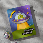 Spellbinders UFO Friend Etched Dies s4-1419 greetings earthling
