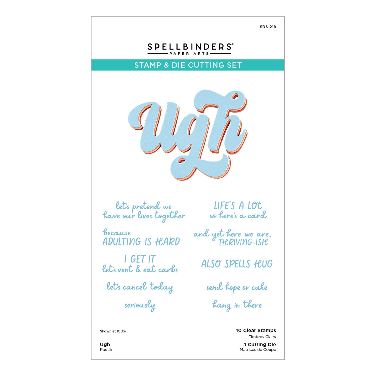 Spellbinders Ugh Clear Stamp and Die Set sds-218
