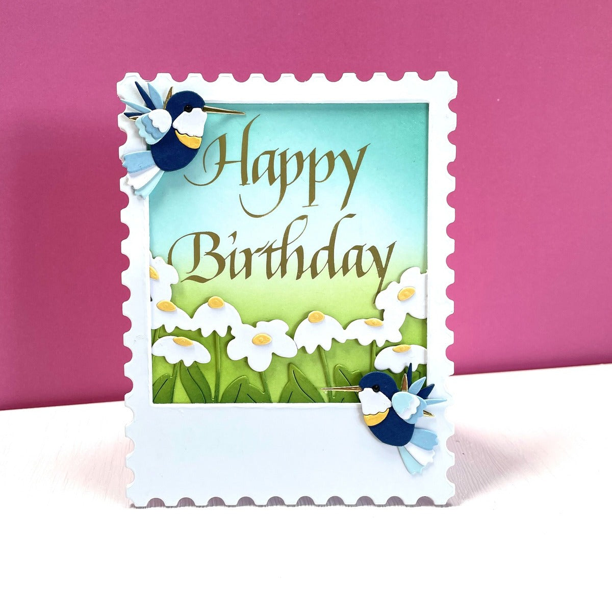 Spellbinders Upright Italic Happy Birthday Press and Foil Plate bp-357 birds
