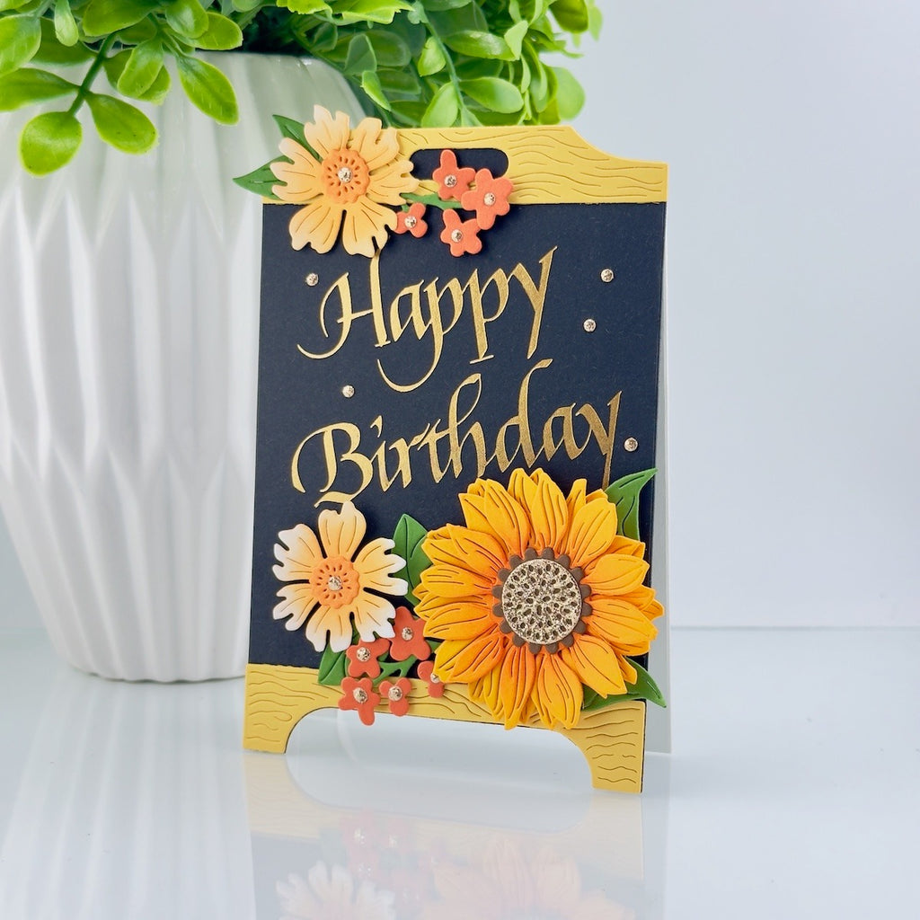 Spellbinders Upright Italic Happy Birthday Press and Foil Plate bp-357 sunflower