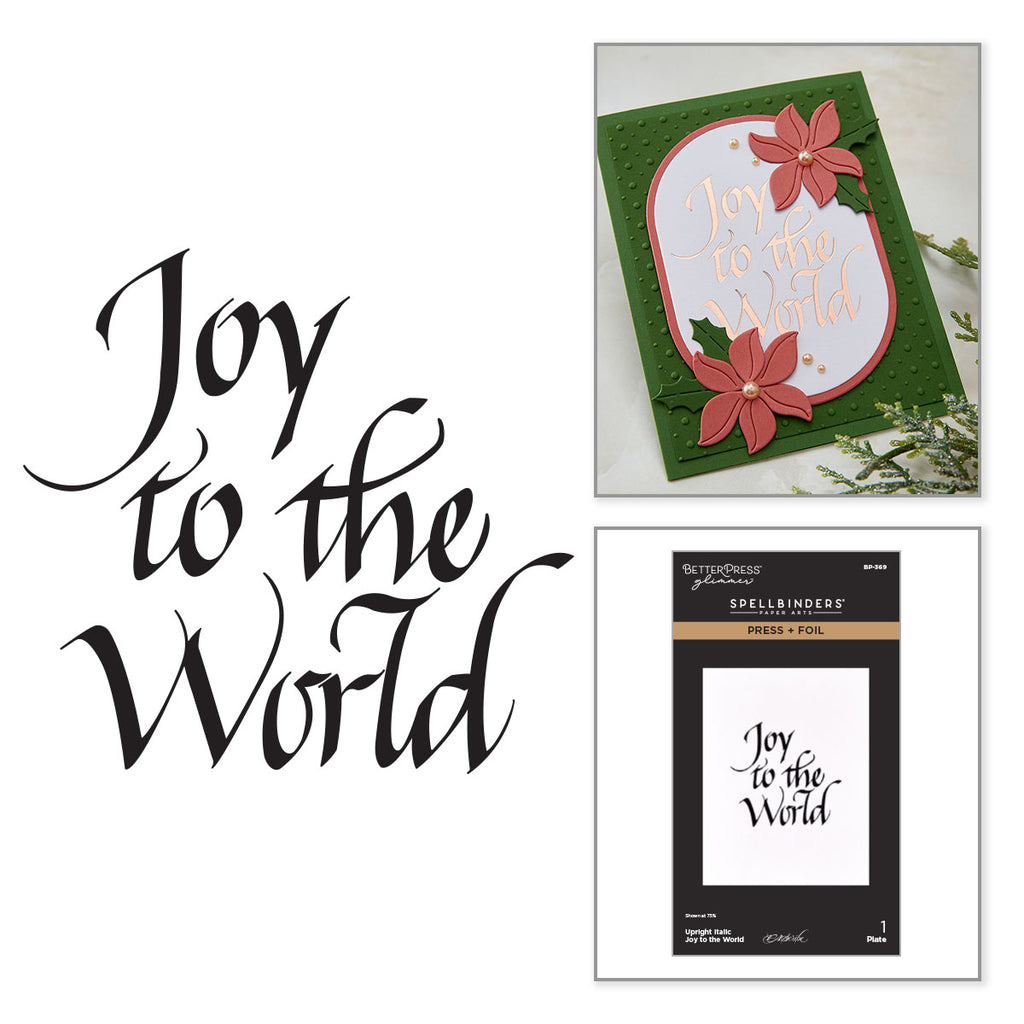 Spellbinders Upright Italic Joy to the World Press and Foil Plate bp-369