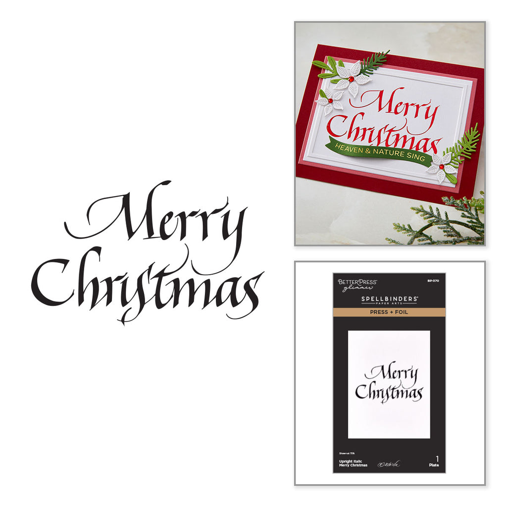 Spellbinders Upright Italic Merry Christmas Press and Foil Plate bp-370