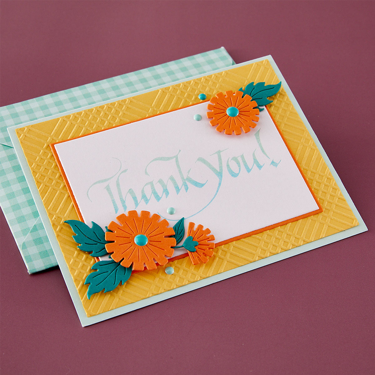 Spellbinders Upright Italic Thank You! Press and Foil Plate bp-356 thanks flower