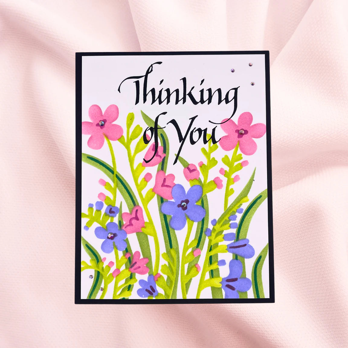 Spellbinders Upright Italic Thinking of You Press and Foil Plate bp-355 pink flower