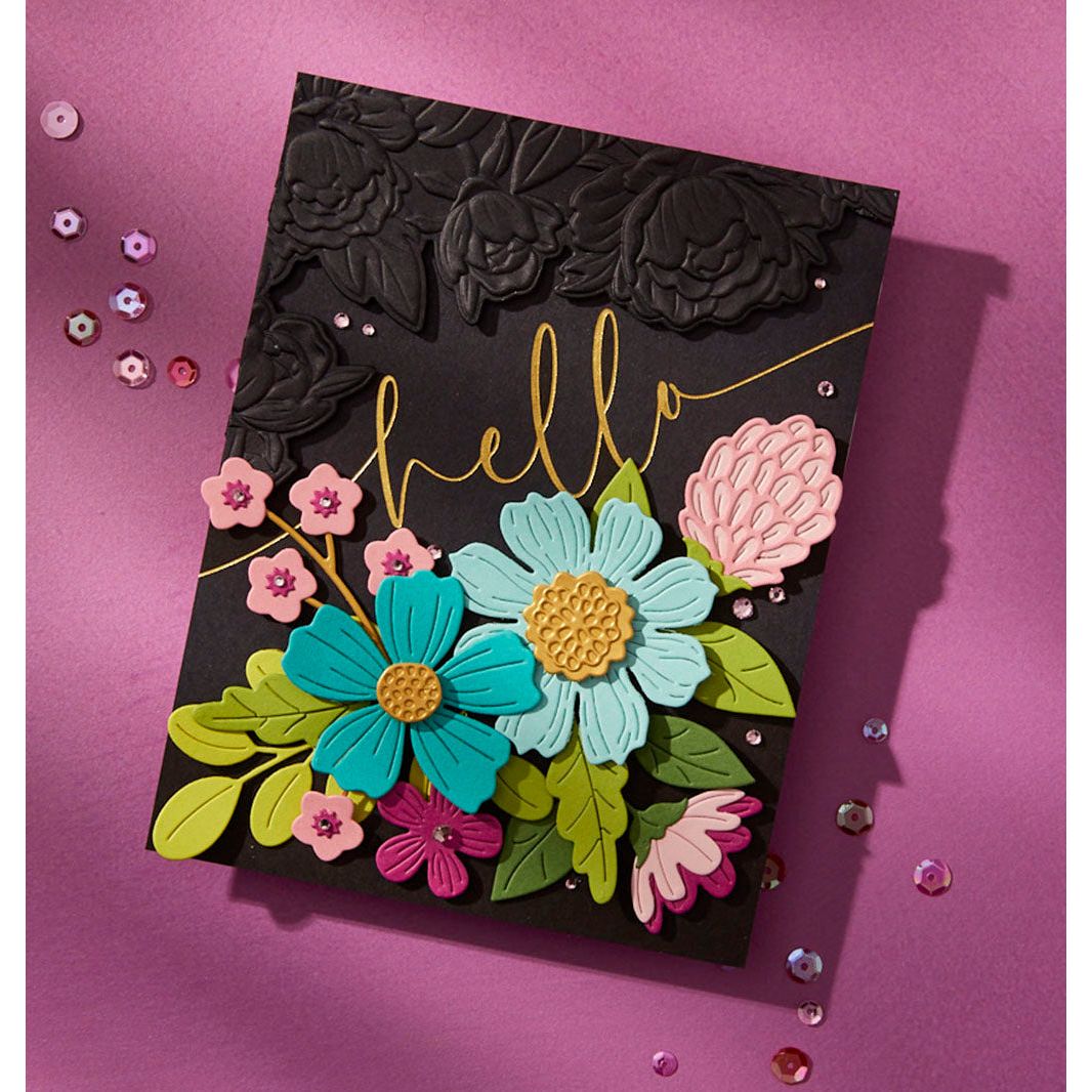 Spellbinders Vivid Blooms Etched Dies s6-250 hello