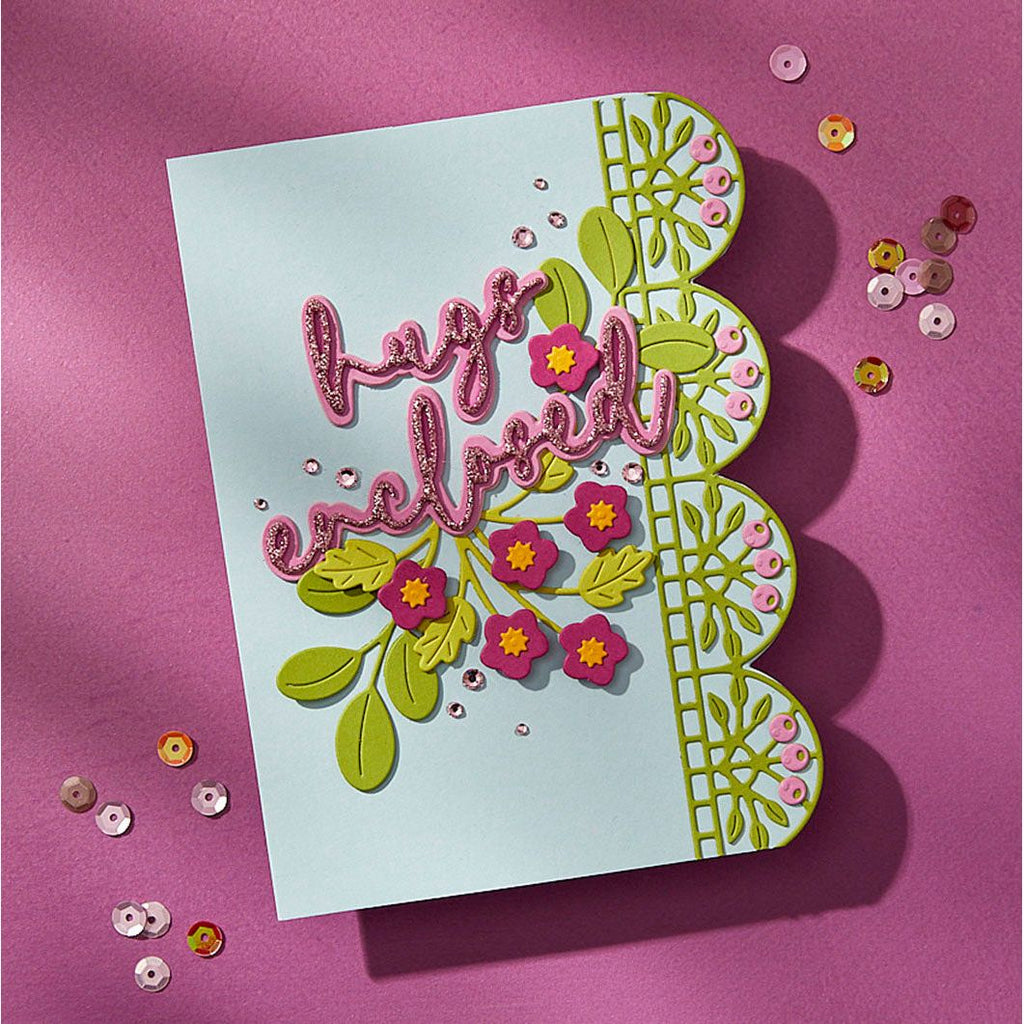 Spellbinders Vivid Script Sentiments Etched Dies s5-679 hugs enclosed
