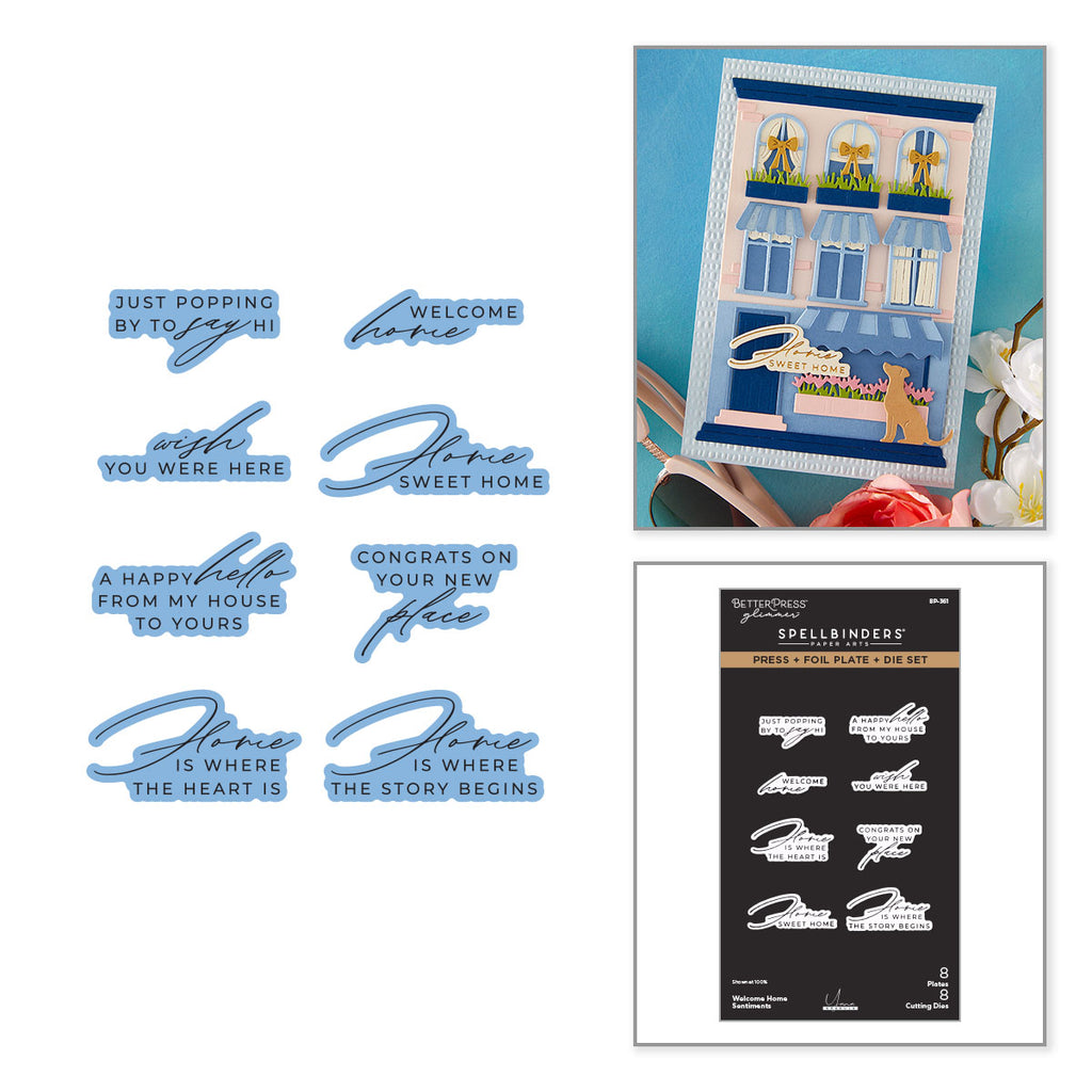 Spellbinders Welcome Home Sentiments City Holiday Add On Press and Foil Plate and Die Set bp-361