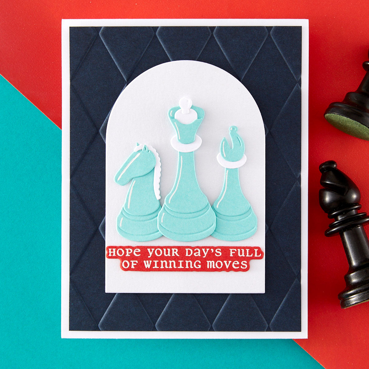 Spellbinders Well Played Sentiments Clear Stamp and Die Set sds-227 chess