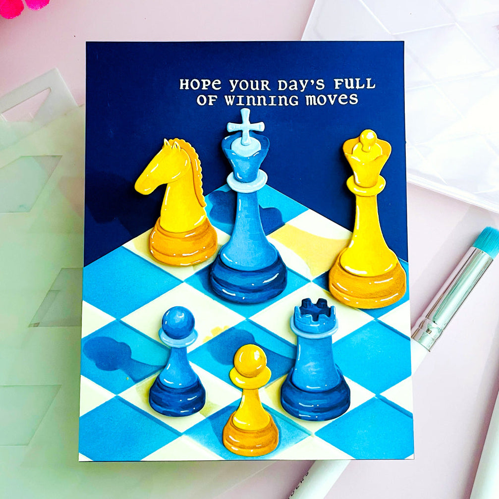 Spellbinders Well Played Sentiments Clear Stamp and Die Set sds-227 winning moves
