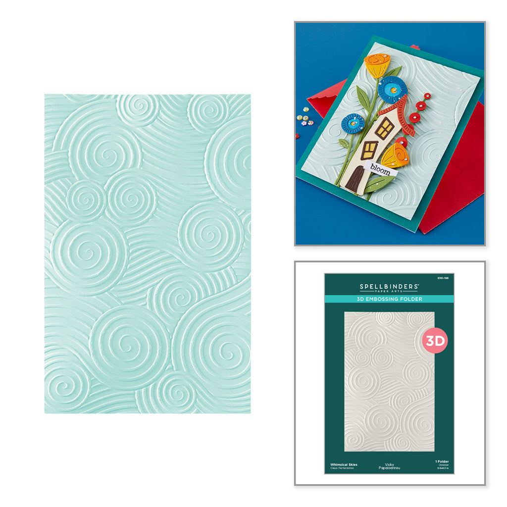 Spellbinders Whimsical Skies 3D Embossing Folder e3d-166