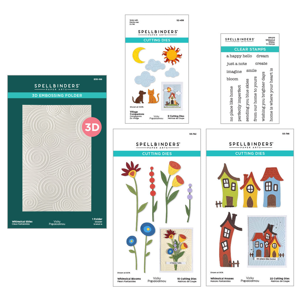 Spellbinders Whimsical Village I Want It All Die, Stamp and Folder Bundle