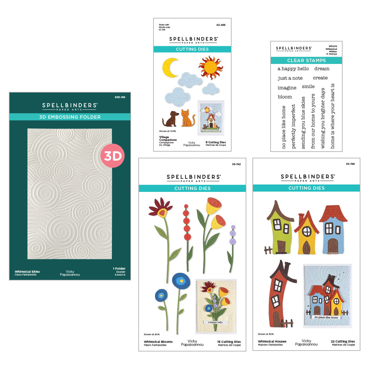 Spellbinders Whimsical Village I Want It All Die, Stamp and Folder Bundle