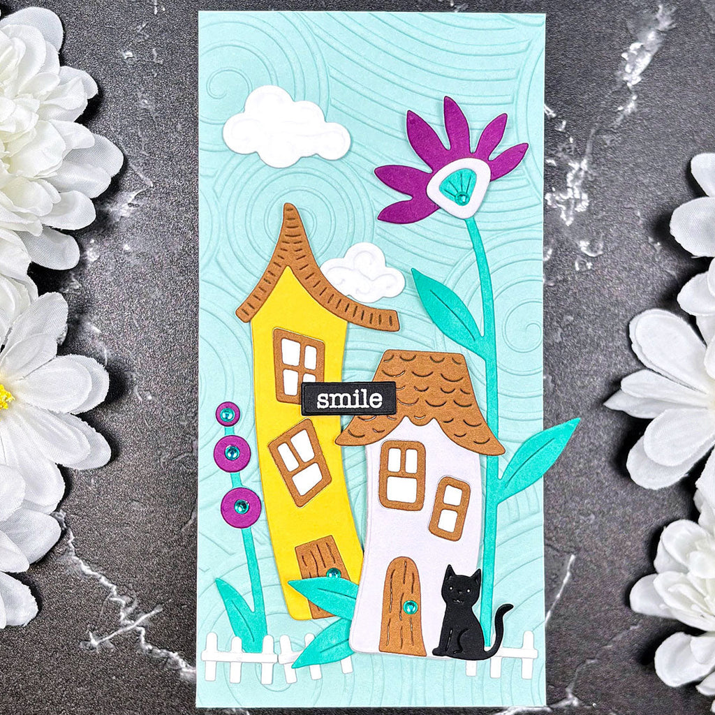 Spellbinders Whimsical Village I Want It All Die, Stamp and Folder Bundle smile