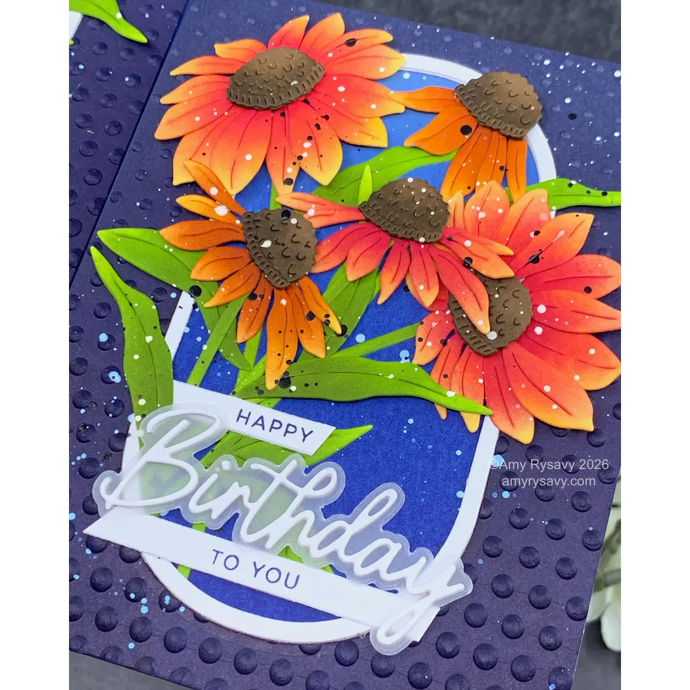 Spellbinders Wild Coneflowers Etched Dies s4-1540 orange red flowers birthday card | color-code:ALT01