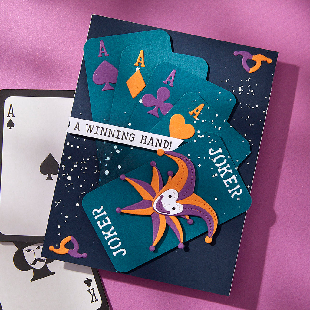 Spellbinders Wild Joker Etched Dies s5-686 winning hand 