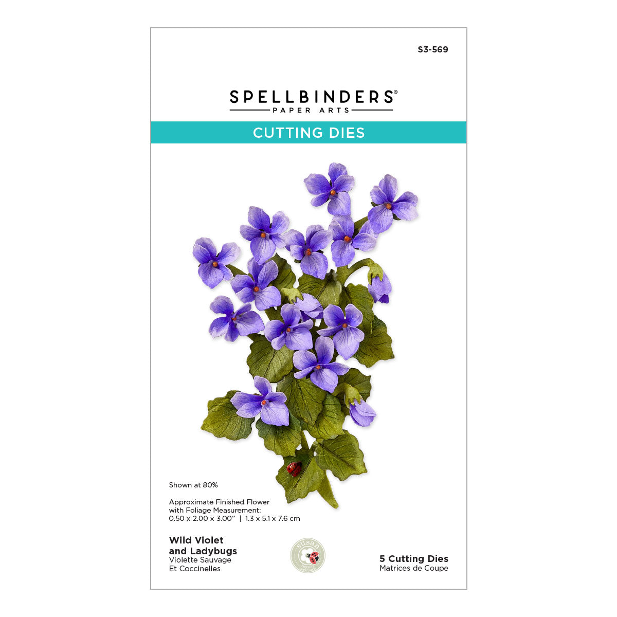 Spellbinders Wild Violet and Ladybugs Etched Dies s3-569