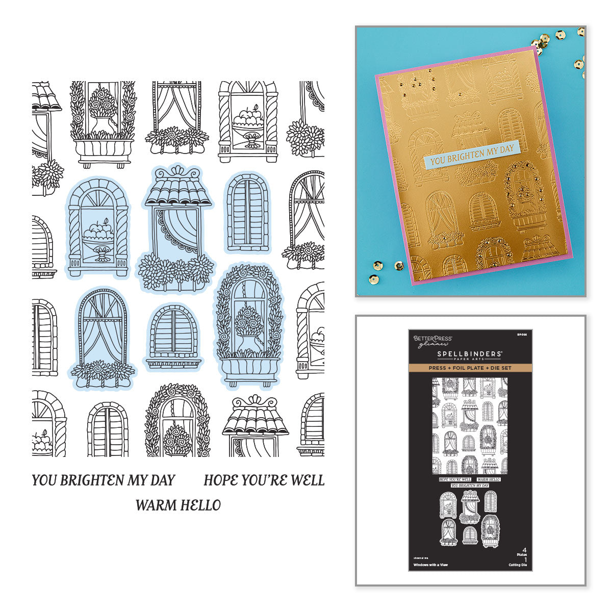 Spellbinders Windows with a View Press and Foil Plate and Die Set bp-366