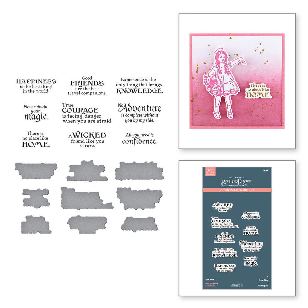 Spellbinders Wonder of Oz Sentiments BetterPress Plate and Die Set bp-331