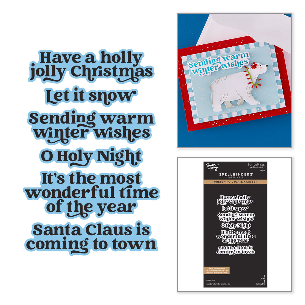 Spellbinders Wonderful Winter Sentiments Press and Foil Plate and Die Set bp-391