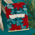 Spellbinders Wonderful Winter Sentiments Press and Foil Plate and Die Set bp-391 poinsettia flowers leaves sending warm winter wishes card