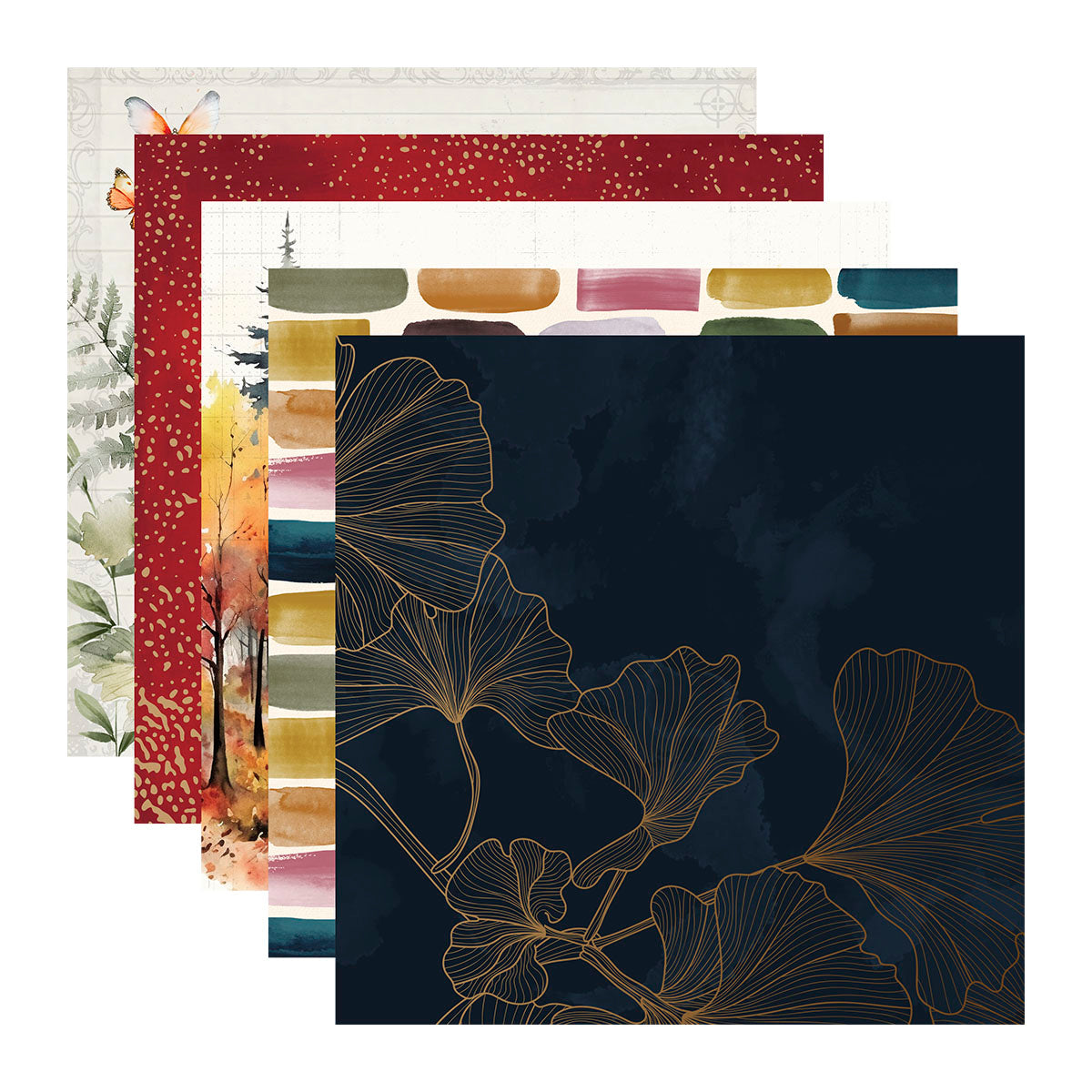 Spellbinders Woodland Tales 12x12 Paper Pack scs-356 gingko
