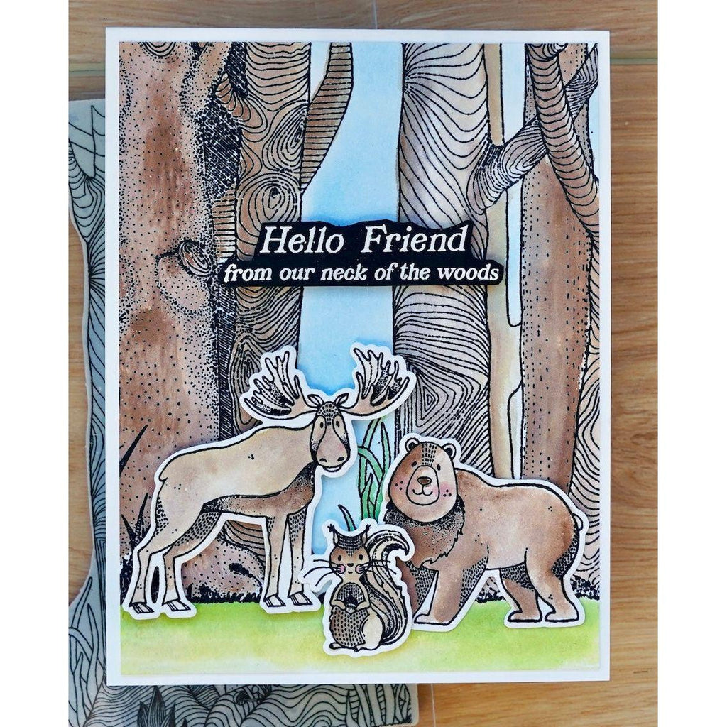Spellbinders Woodland Wildlife Simon Hurley Coordinating Etched Dies s6-248 hello friend