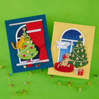 Spellbinders Yana's Christmas Cats I Want It All Press and Foil, Die and Folder Bundle kittens playing with christmas trees
