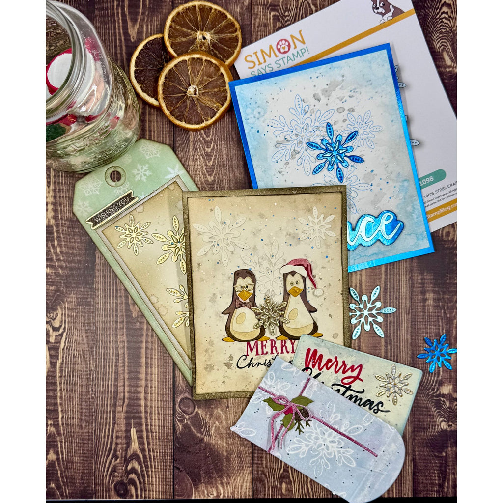 Simon Says Stamp Splendid Snowflakes Wafer Dies s1098 DieCember Christmas Cards and Tags